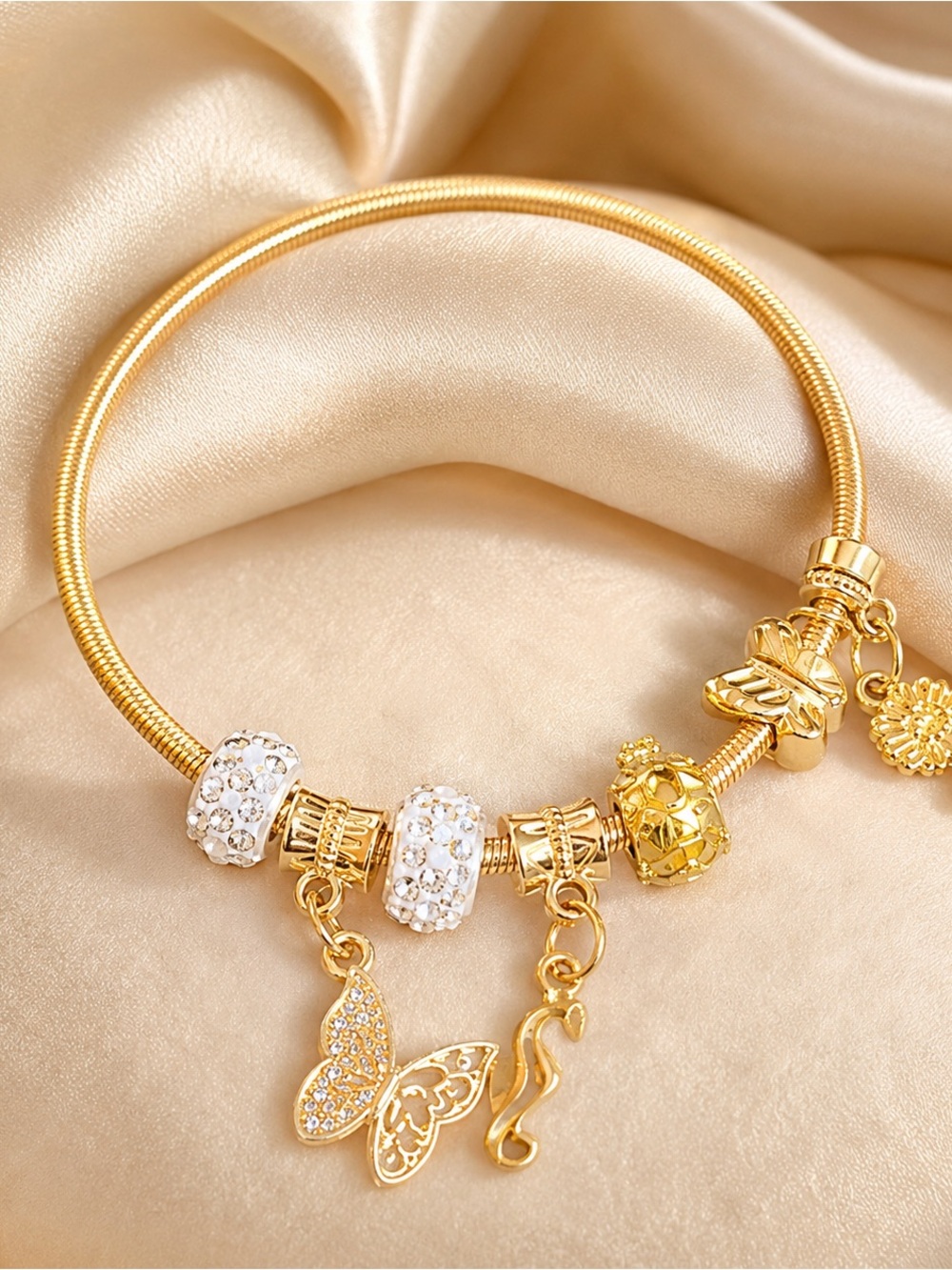 Gold Butterfly Charm Bracelet for Women